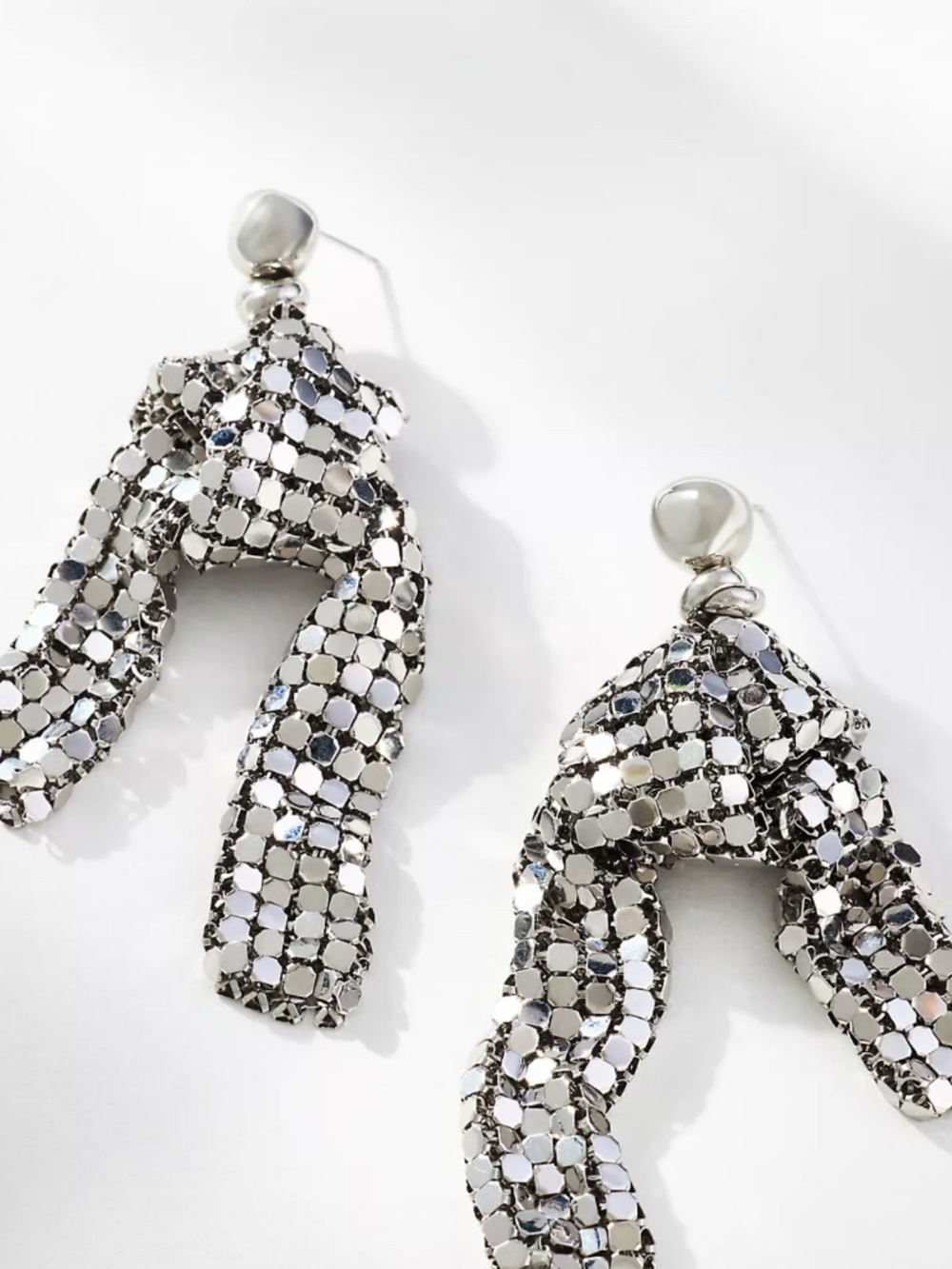 Anthropologie Disco Party Drop Earrings Gold & Silver Mixed Metal 2.75" NWT